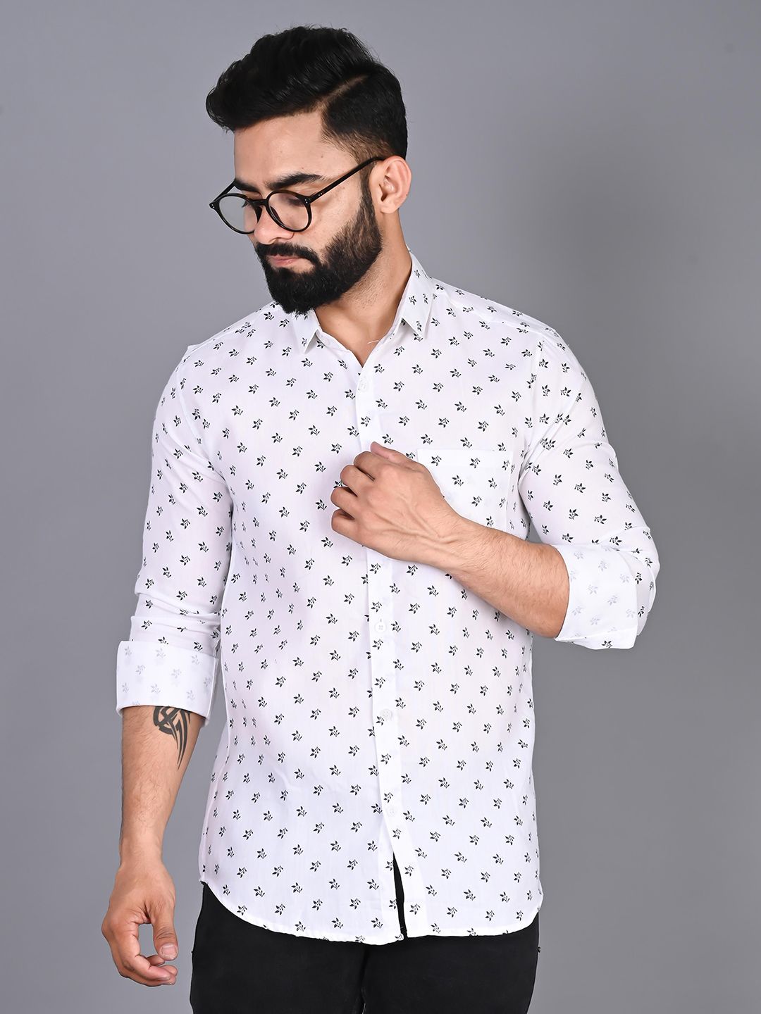 71c960ae-fd18-4a58-ae17-e0cf285229e91686218286917-FUBAR-Modern-Floral-Printed-Cotton-Casual-Shirt-331686218286-1.jpg Modern Floral Printed Cotton Casual Shirt - Image 1
