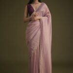 KALKI Fashion Striped Sequinned Tissue Saree With Contrast Blouse