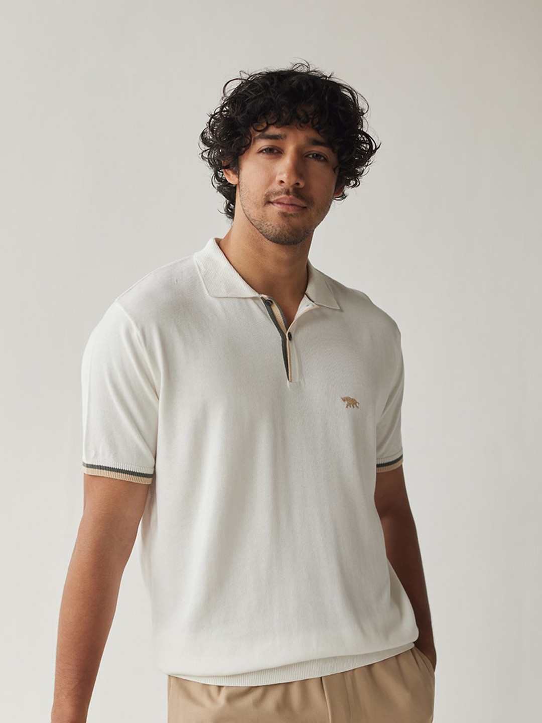 whitepolo.jpg Polo Collar Cotton T-shirt - Image 1