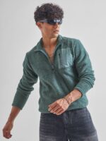 HIGHLANDER Green Mock Collar Pullover Sweatshirt