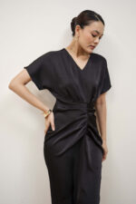 Sibyl Draped Black Dress - Image 2