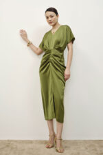 Sibyl Draped Olive Dress