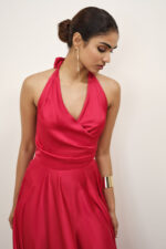 Rose Red Halter Dress - Image 2