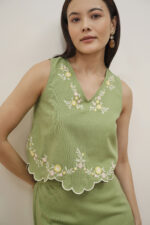 Lauryn Green Embroidered Skirt Set - Image 2