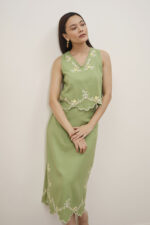 Lauryn Green Embroidered Skirt Set