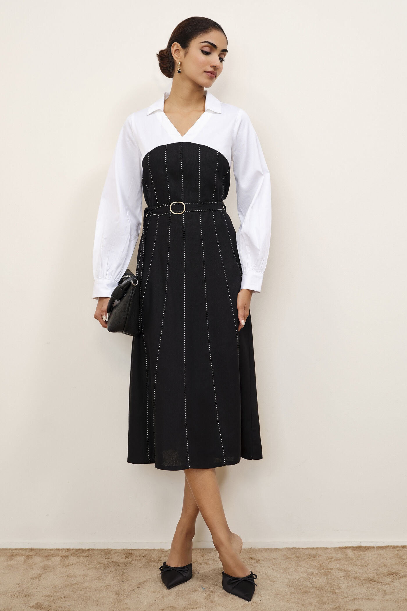 #22 Dual-Tone Shirt Dress - Image 1
