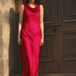 Red Flame Satin Maxi Dress