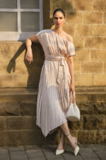Champagne Reverie Pleated Dress
