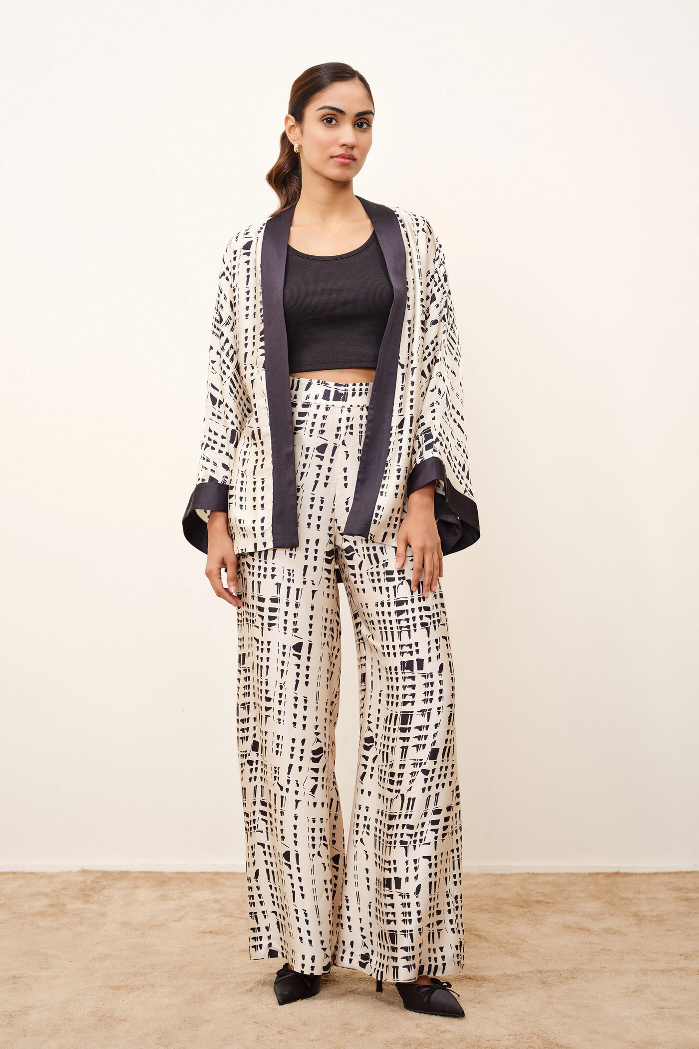 #31-1 Printed Beige Modal Co-ord Set - Image 1