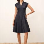 Monique Black Jacquard Dress