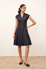 Monique Black Jacquard Dress