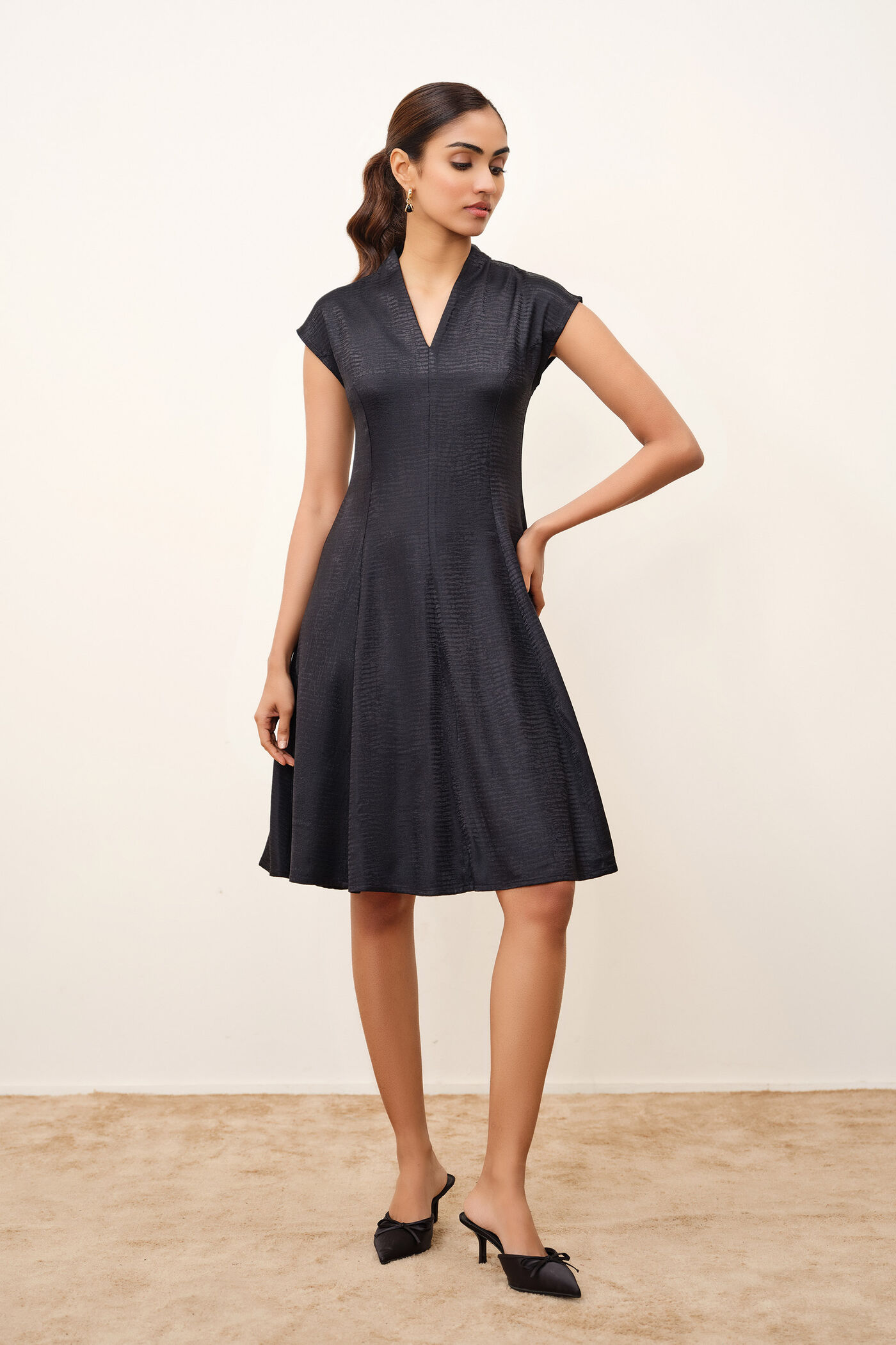 #32 Monique Black Jacquard Dress - Image 1