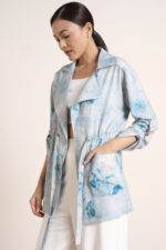 Aquatic Blue Linen-Blend Jacket - Image 2