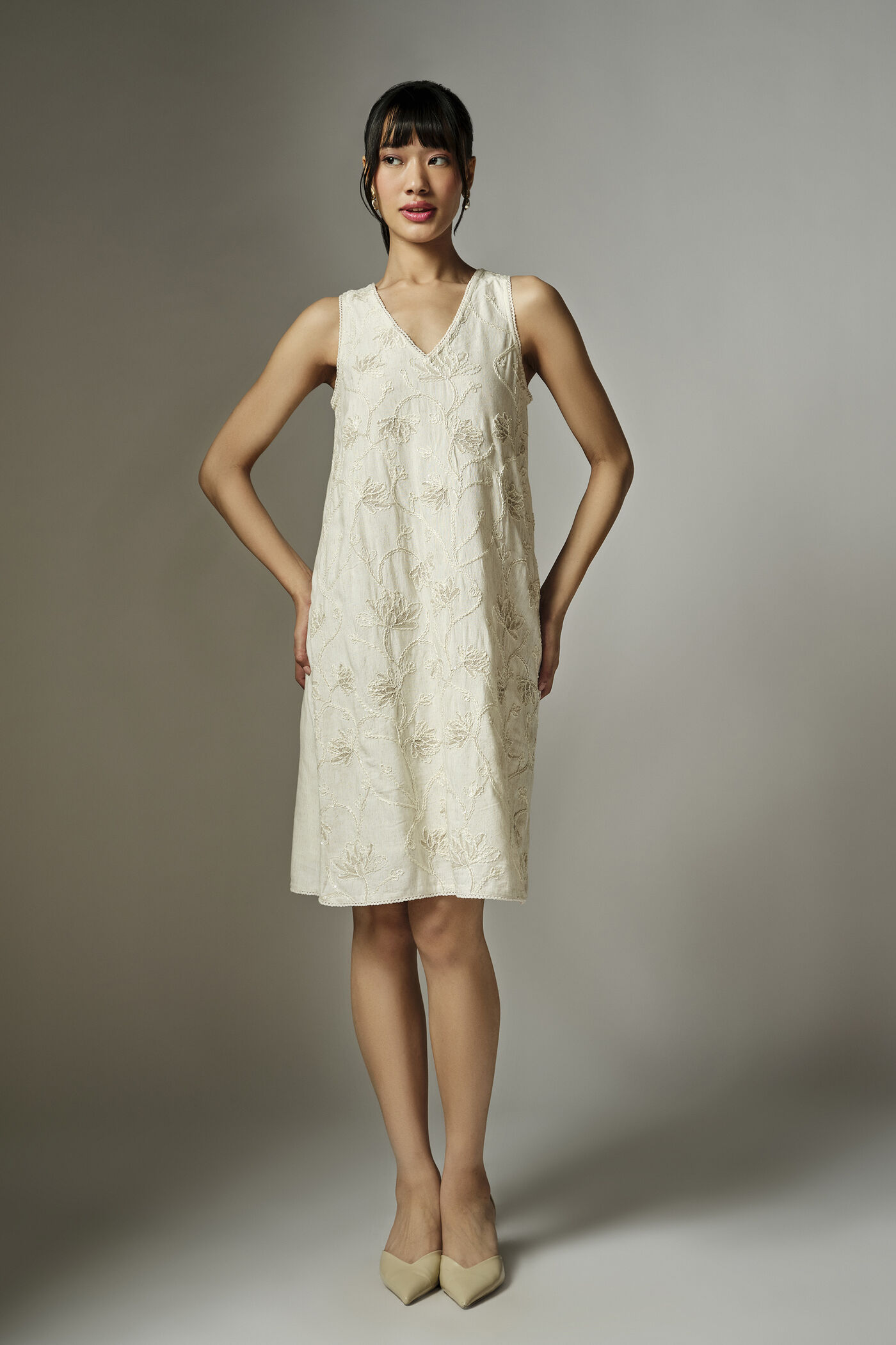 #7 Natural Embroidered Dress - Image 1